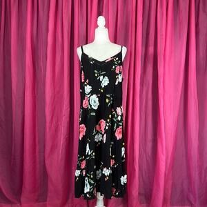 Old Navy floral print smocked back ruffle hem midi dress sundress, size XXL